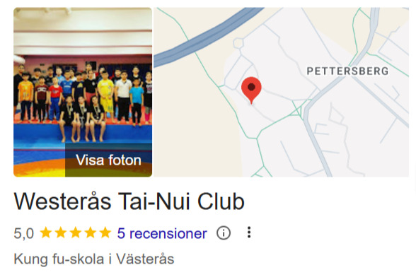 Google recension med 5 stjärnor för Westeras Tai-Nui Club - Västerås bästa kampsportsklubb
