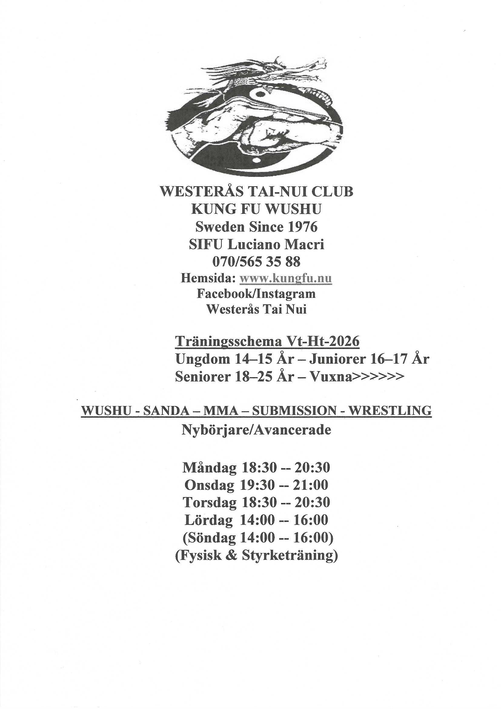 Träningsschema Ungdom, Junior, Senior & Vuxna 14 år +